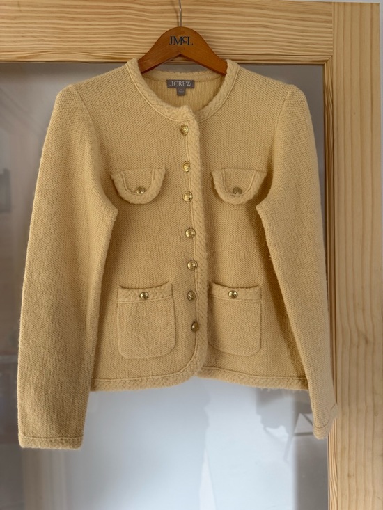 J. Crew Jackets & Blazers - J. Crew Pale Yellow Knit Boxy Jacket with Gold Buttons